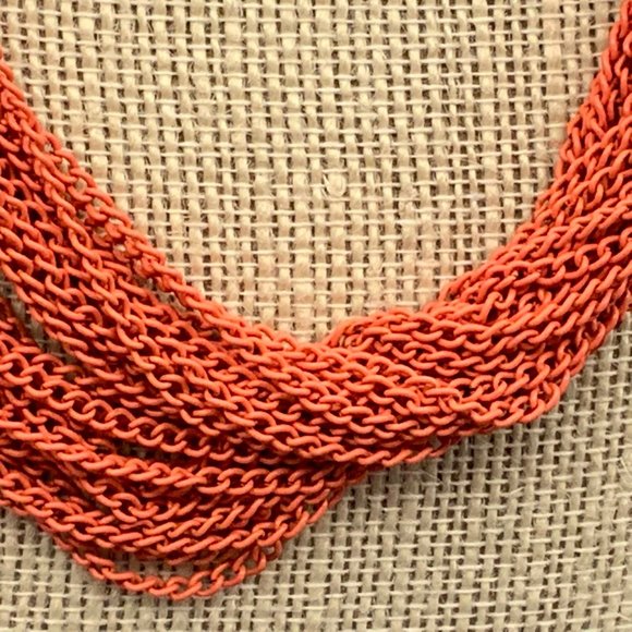 Gold Salmon Multichain Necklace Twist Retro Chunky - Picture 4 of 8